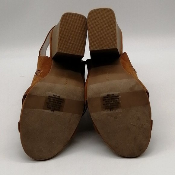 Express Womens Ankle Boot Mule Sandals Brown Faux Suede Side Zip High Heel 10 - Picture 4 of 9